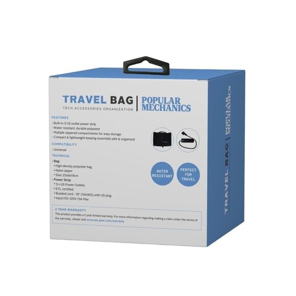 Popular Mechanics Travel Bag Charger Organizer 3 Outlet Power Strip - Picture 2 of 7